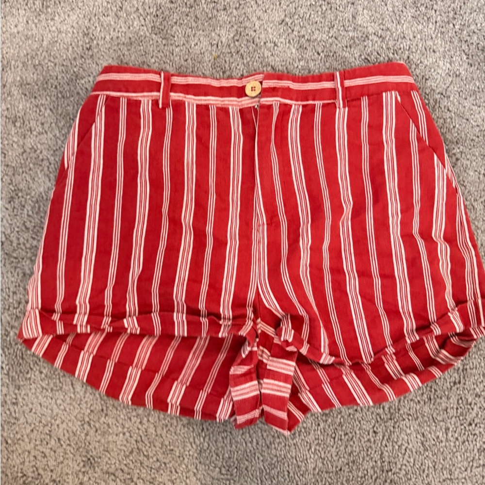 Red Striped high waisted Women's Shorts size large